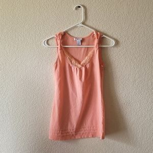 Pink lace detail tank top